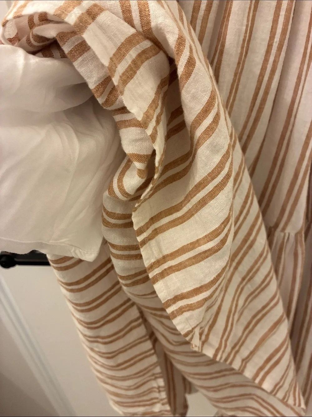 Abercrombie & Fitch Beige and Cream Striped Button-Front Maxi Dress